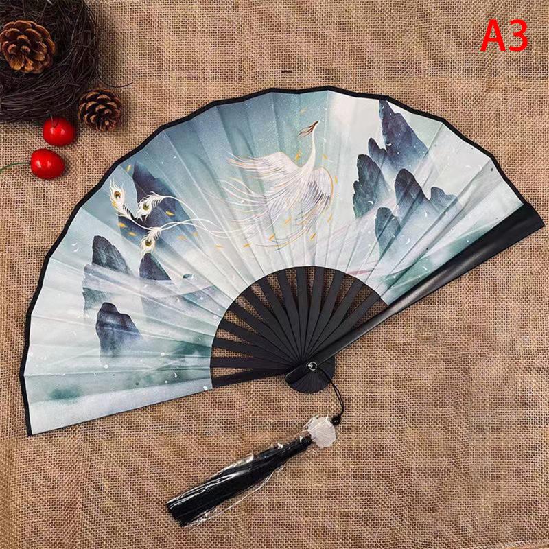 Ventilator pliabil în stil chinezesc, evantai de cârpă de dans clasic, din plastic, de epocă, cu imprimare cu dragon, evantai de mână, recuzită foto, cosplay
