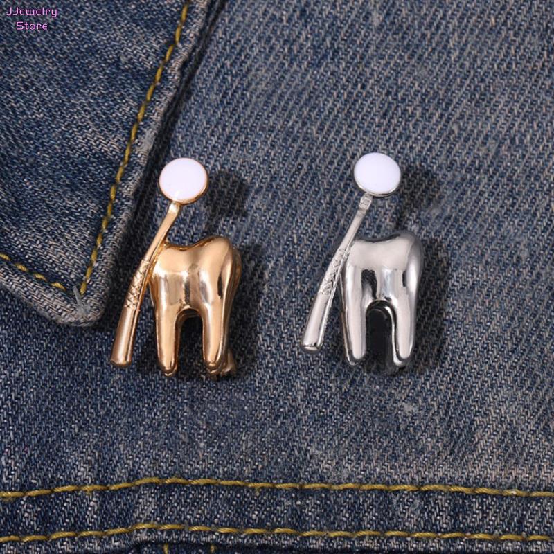 Cartoon Tooth Pins Protect Your Dental Enamel Pins Dentist Doctor Clothes Jewelry Collar Lapel Badge Brooch for Medical Students