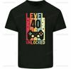 40th Birthday T-Shirt 1982 Men Funny LEVEL UNLOCKED 40 Year Old Gaming Tee Tops A Gift for A Wife and Husband Cotton Shirt