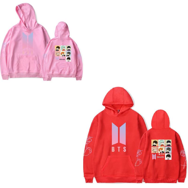 Bts Huvtröja Med Broderad Grafik Bomullsfleece För Ungdomar Vardagskläder