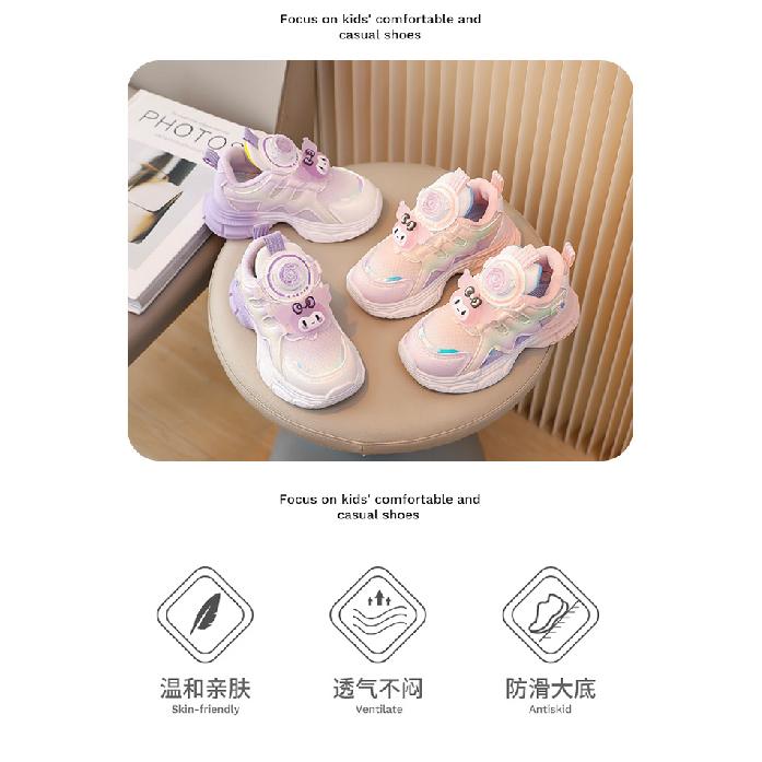 Children's Sports Shoes, New Spring and Autumn Double Mesh Girls' Running Shoes, Cute and Stylish, Fashionable Princess Shoes for Older Children