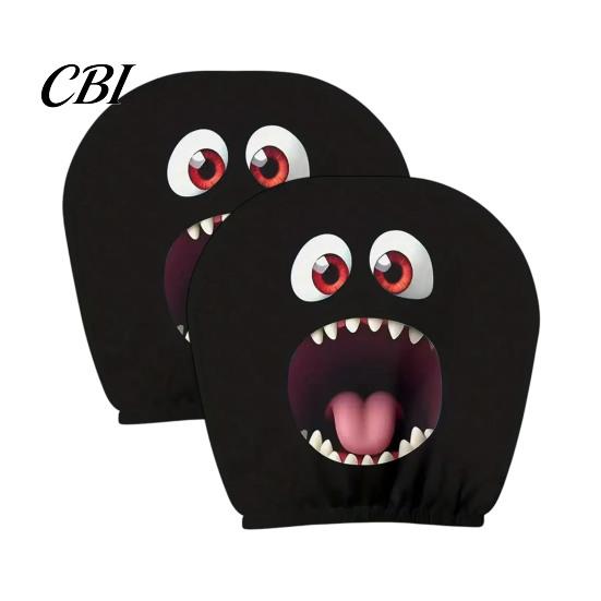 Vehicle Interior Accessories 2Pcs Skull Car Headrest Covers, Cartoon Dog Panda Cat Hedgehog Personalized Decor Design Elastic Auto Seat Protector,