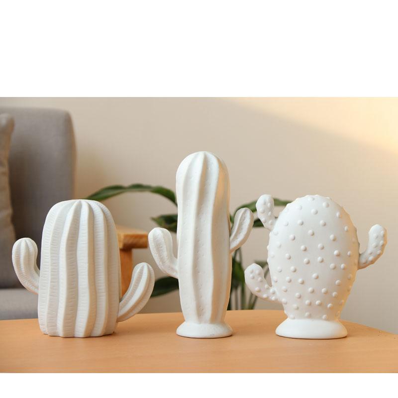 Nordic Simple Ceramic Plant Cactus Ornaments Crafts Art Home Livingroom Table Accessories Office Desktop Figurines Decoration