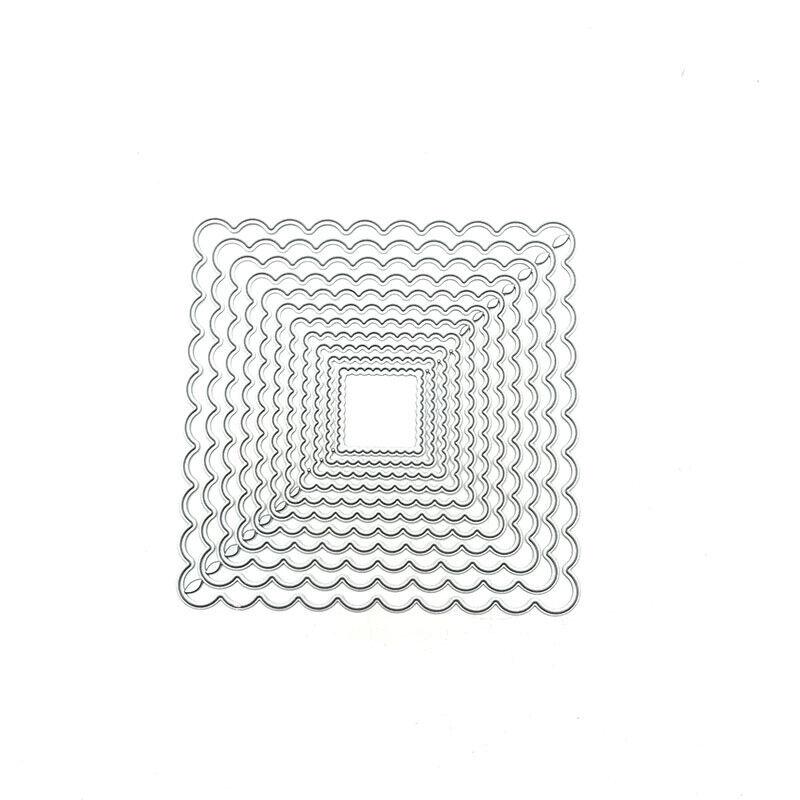 Quadratische Wellen-Spitzenform-Stanzformen, Metallschablone, DIY, Scrapbooking, Album, Papier, Karte, Prägung, Handwerk, gestanzter Rahmen