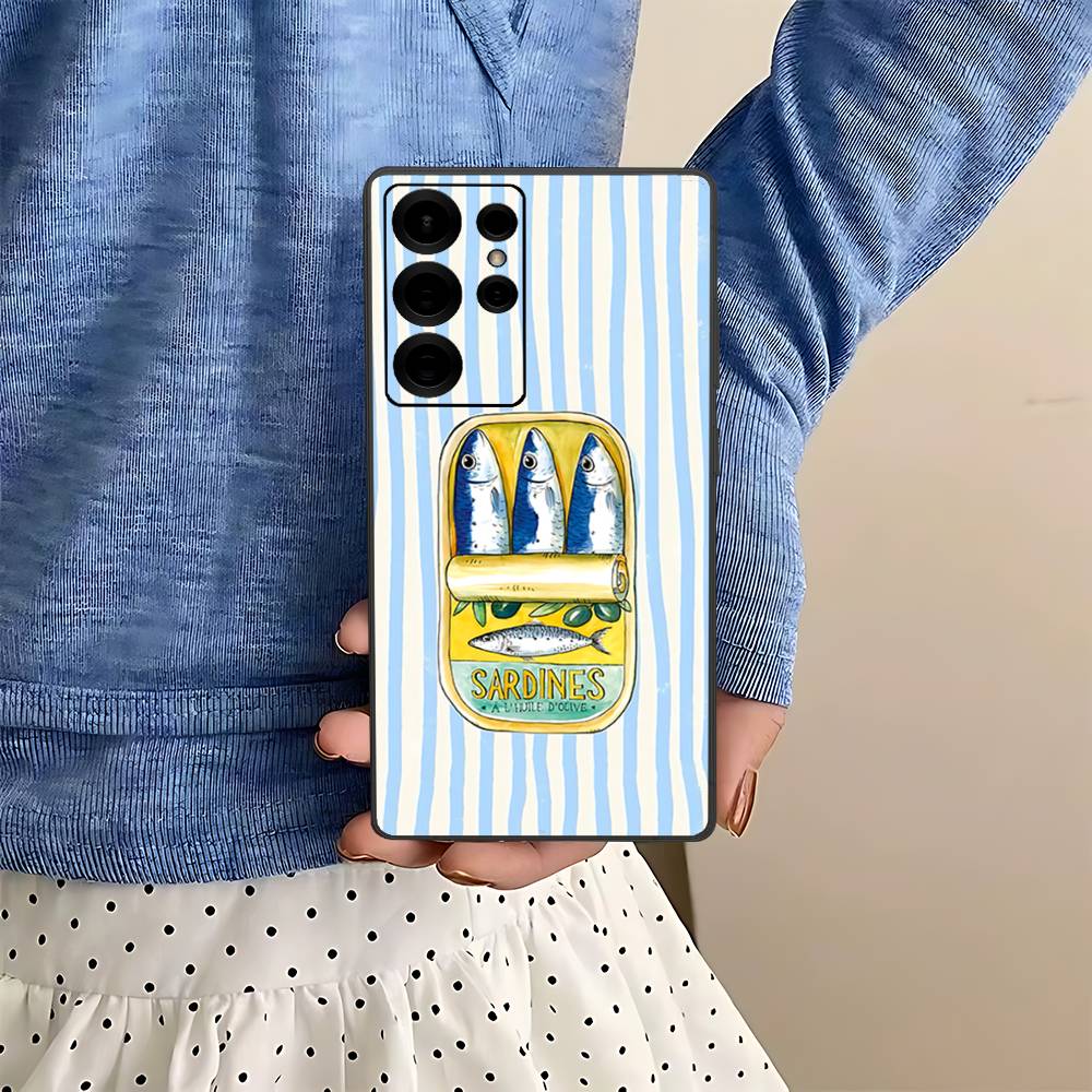 Sardines Fish Phone Case For Samsung S 24 Fe 25 Ultra Plus 20 Lite 21 30 22 23 24 22 Ultra 5G Fundas Samsung S21 plus