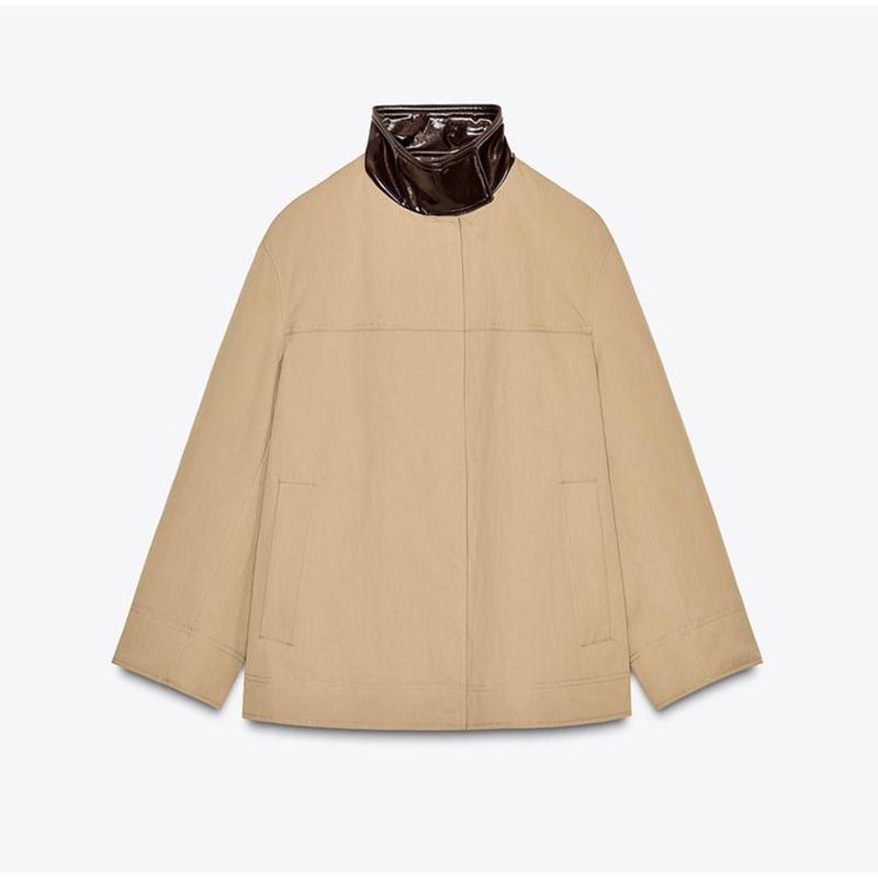 

Винтажная Лоскутная Женская Куртка Повседневная Лацкан Длинный Рукав Закрытые Пуговицы Женское Пальто 2025 Весна Осень Городская Женская Уличная Одежда L хаки