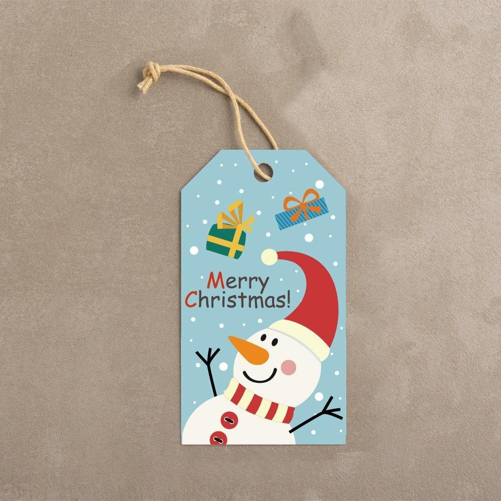 50Pcs Cartoon Pattern Christmas Gift Tag Color Printed DIY Gift Wrapping Label  Holiday