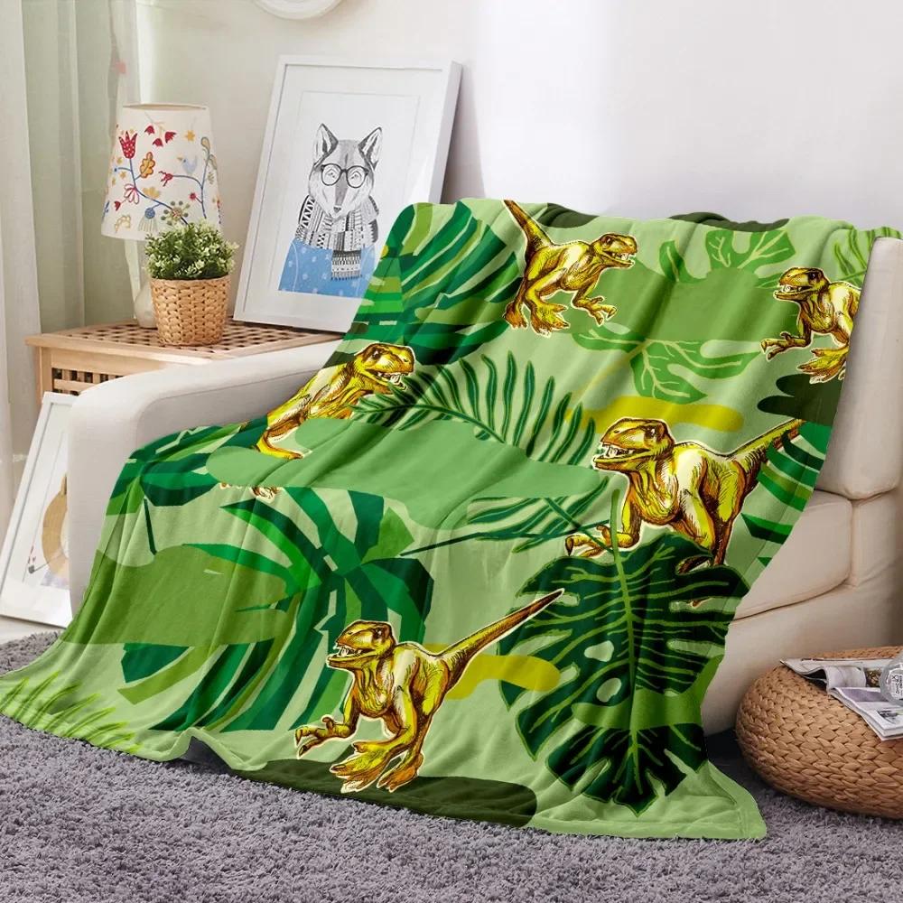 Cartoon Dinosaur Throw Blanket Soft Flannel Blanket for Chair Travelling Camping Kids Adults Bed Couch Cover Winter Queen King