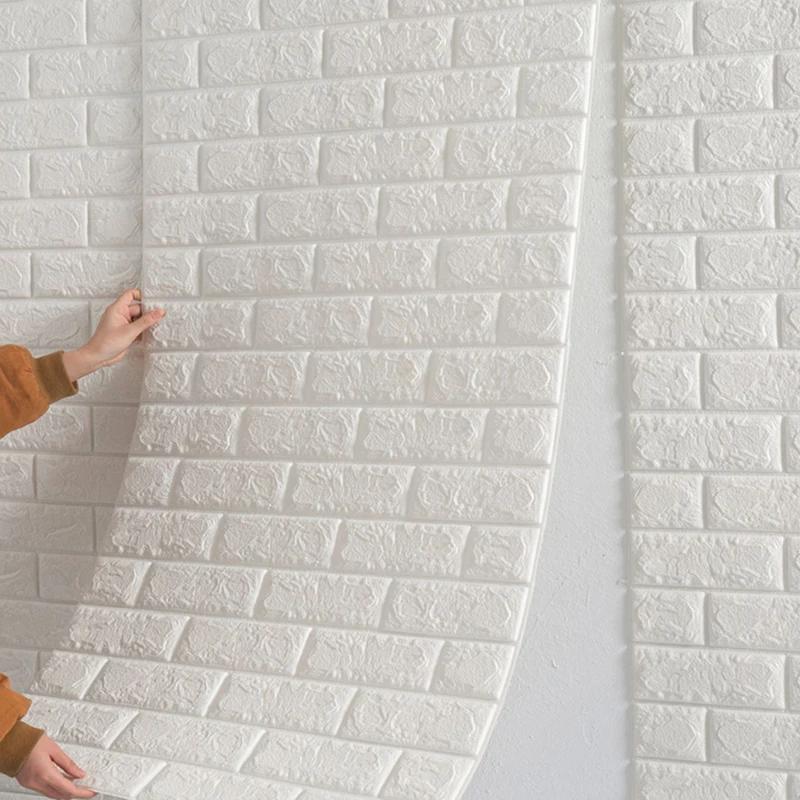 10m 3D Self-Adhesive Wallpaper Continuous Waterproof Brick Wall Stickers Living Room Bedroom Children's Room Home Decor