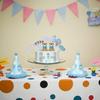 49Pcs 3D Twin Blue Bears Balls Clouds Glitter Stars Cake Decoration for Boy Birthday Baby Shower Teddy Bear Theme Party Supplies