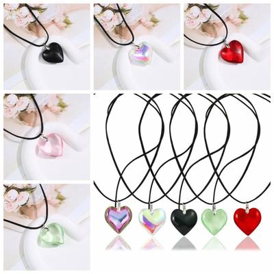 Vintage Herz Kristall Halskette Punk Herz Halsketten Choker Mode Rotes Herz Anhänger Geschenk für Freunde