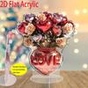 2D Flat "LOVE" Bohemian Heart-Shaped Rose Valentine'S Day Acrylic Desk Decor Plaque, Suitable for Wall Decoration, Porch, Room, Villa, Accents Home, H