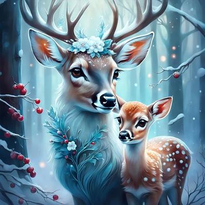 Pintura de Diamantes Kit Navideño DIY Imagen de Alce Perforación Completa Mosaico de Invierno Pinturas de Animales Bordado Decoración del Hogar
