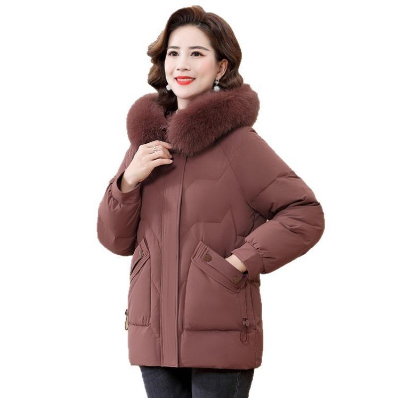 Mom Winter Cotton Clothes Women's Medium and Long Middle-aged and Elderly Winter Thickened Warm Cotton-padded Clothes Jacket New