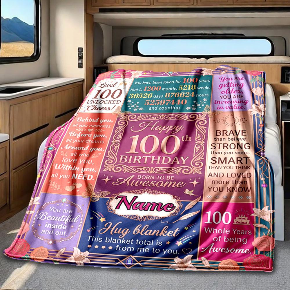 Happy 100Th Birthday 1926 Blanket Personalized Name Soft Comfortable Stylish Blanket Car Blanket Perfect For Travel Camping Outdoor Home Suitable For