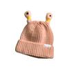 Novelty Knit Beanie Cap for Women with Glowing Antennas Funny Skull Hat Cartoon Frog Pullover Hat Party Cap