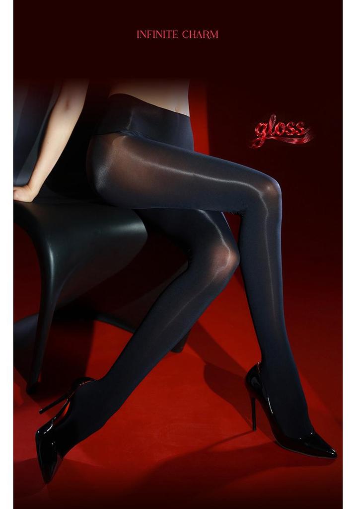 Ling Wei Run "Diamond Light" Glossy Seamless Black Silk Pantyhose - Spring/Autumn 60D