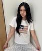 Loginaenloji Usa Banner Lace Patch T-Shirt White
