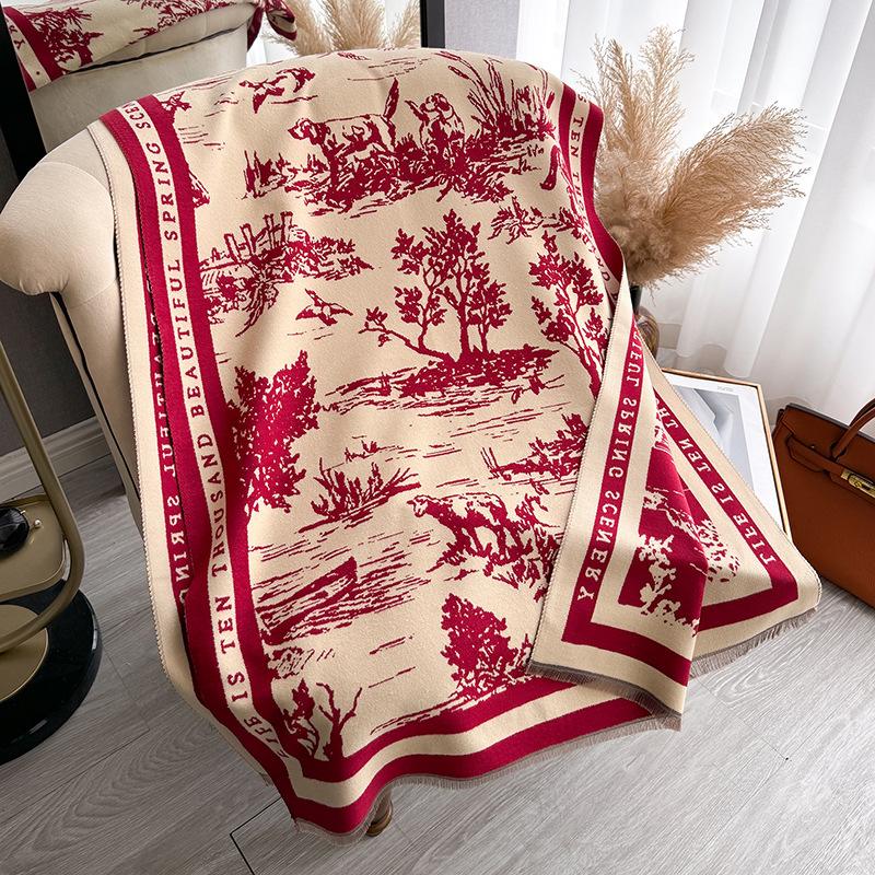 

Wind Women S Double-Sided Imitation Cashmere Thermal Scarf Fashionable High-End Mori Versatile Shawl 180cm