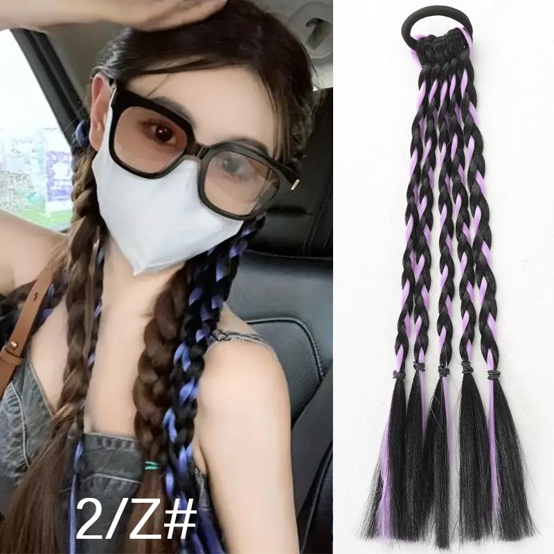 

Женский хип-хоп парик Y2K с косичками и хвостиком из синтетического материала, сплетенный вручную, подойдет для вечеринок на Хэллоуин и Рождество