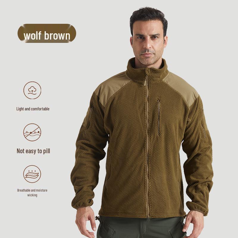 Herren Taktische Fleece Kapuzenjacke mit Stehkragen