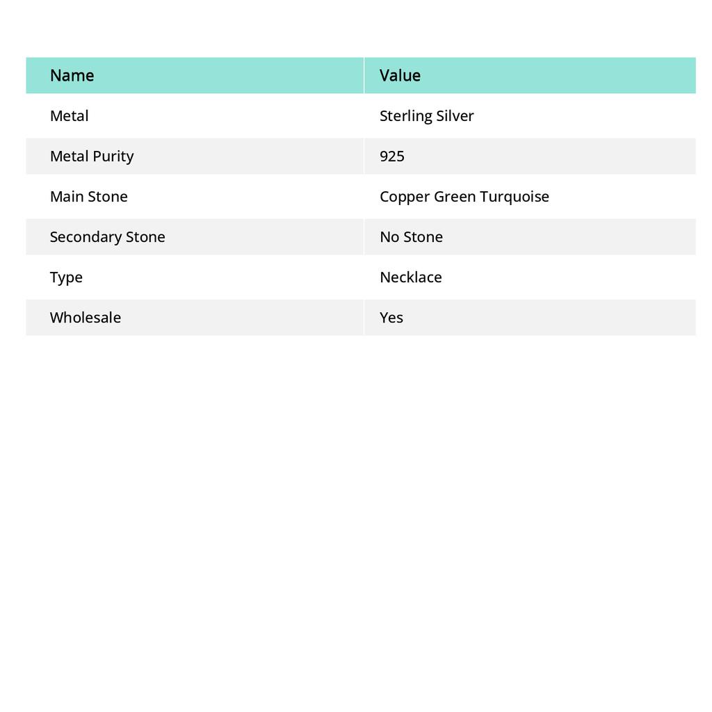 Green Turquoise Gemstone Handmade 925 Sterling Silver Jewelry Necklace 18" J3o34