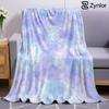 Lavender Blue Watercolor Wash Cartoon Anime Print Flannel Blanket Soft Warm Throw for Kids Bedroom Sofa Bed Christmas Office Car