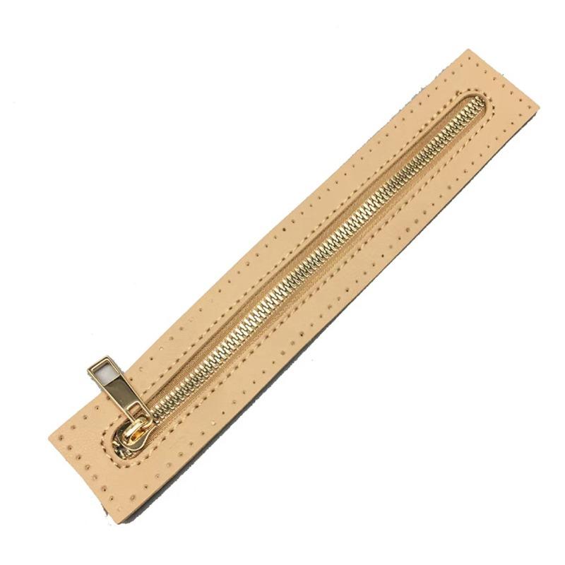 Long PU Band Zippers Close-end Auto-lock Type Gold Color Metal Zipper DIY Bag Accessories