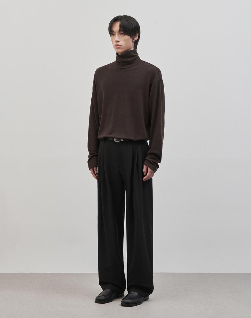 WORK ON BODY OFF Rested Semi-Overfit Turtleneck Knit [Brown]