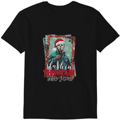 Weihnachts-T-Shirt, Weihnachts-T-Shirt, Michael Myers T-Shirt, Horror-T-Shirt, Lustiges T-Shirt Klassisches T-Shirt