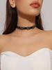 Vintage Black Lace Rose Necklace Bracelet Ring Set Women's Dinner Party, Dark Wind Neck Chain Bracelet
