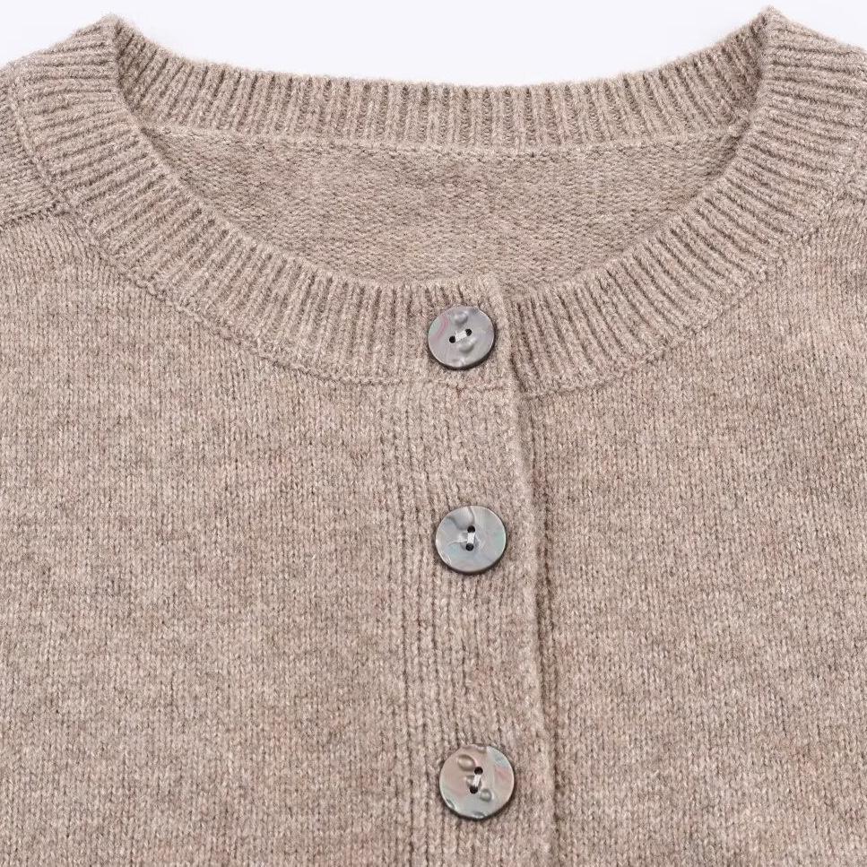 Women's French Style Button-Up Knit Cardigan Sweater - Warm Commuting Outerwear for Autumn Winter