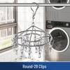 Stainless Steel Multifunctional Windproof Sock and Clothes Hanger with Clips for Home and Dorm Use.