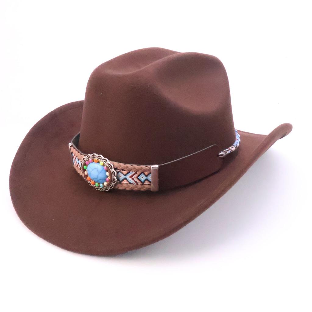 Europe and the United States hot-selling western cowboy hat national style design sense accessories cowboy hat solid color versatile word top cowboy