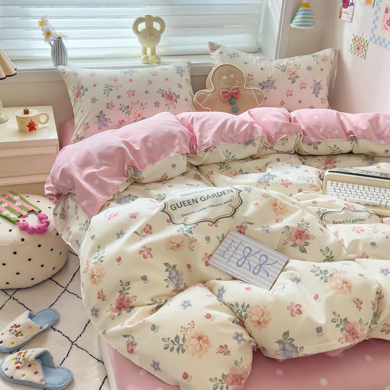 Class A Mother & Baby Fresh Style 4-Piece Brushed Skin-Friendly Washed Cotton Bedding Set