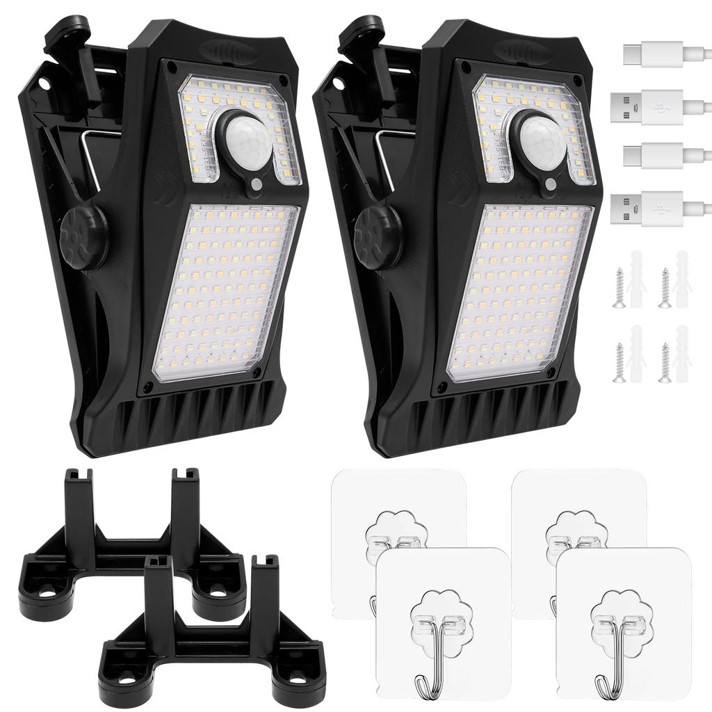 1/2Pcs 118LED Clip on Solar Light IP65 Waterproof Motion Sensor Security Light 3 Lighting Mode Solar Security Light for Outdoor