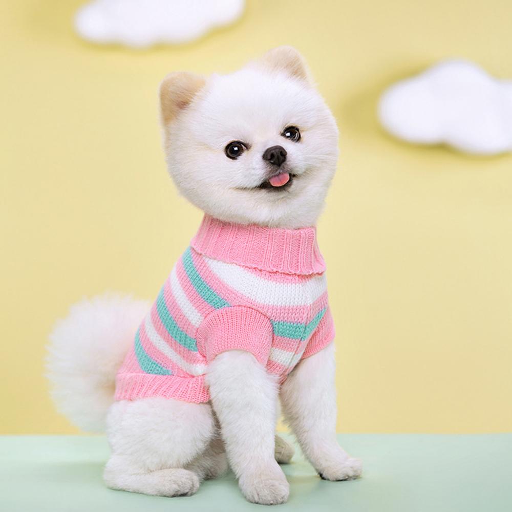 Sweet Wool Knitted Pet Dog Clothing Multi-color Puppy Dog Pullover Cute Fashion Pet Color-block Knitted Sweater Pet Supply