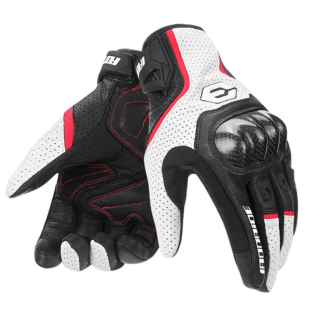 IRONRIDE Summer Motorcycle Riding Gloves Genuine Leather Carbon Fiber Anti Fall Breathable Off Road Racing Protective Gear