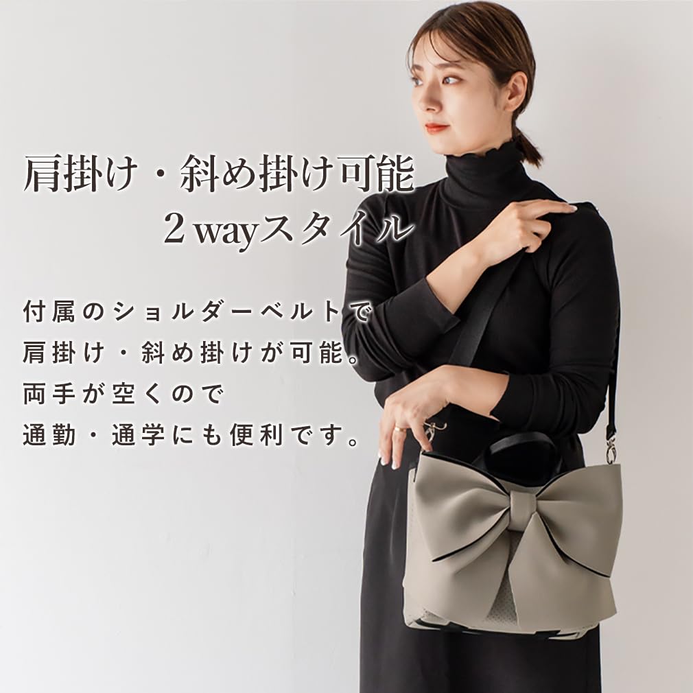 VITAFELICE Women's Neoprene 2-Way Ribbon Tote Bag (ubb-sp-0340, Black)