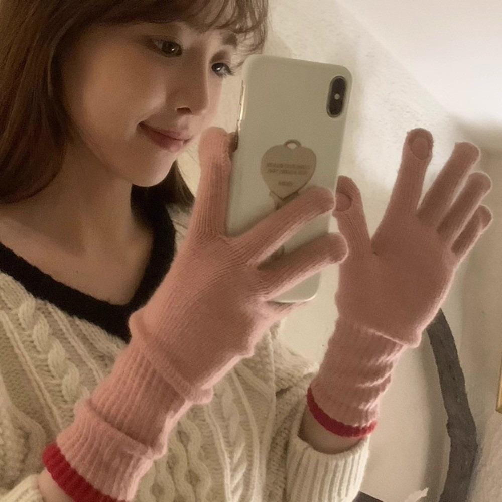 Stretch Yarn Knit Gloves Finger Opening Design Thermal Gloves Full Finger Gloves Winter Season