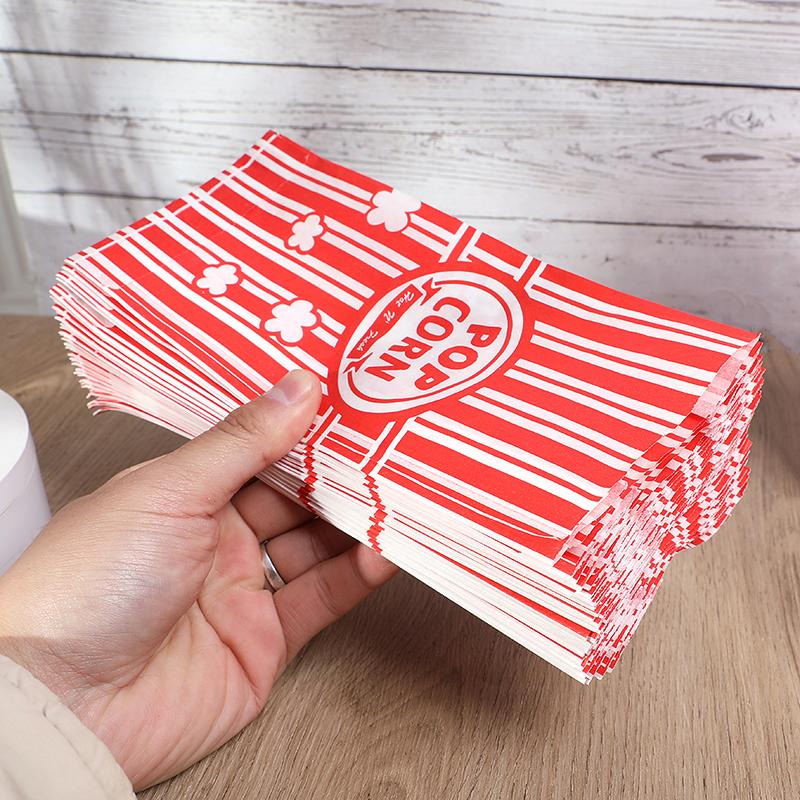 10pcs Paper Popcorn Bags Snack Food Packaging Container Wedding Birthday Party Popcorn Machine Accessories Supplies Movie Nights