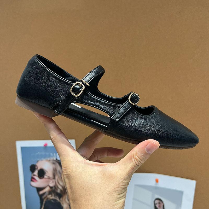 Fashion Fashion Buckle Strap Ladies Mary Janes Flats Shoes Casual Female Shallow Footwear Hollow Women Ballet Flats Shoes New 2025