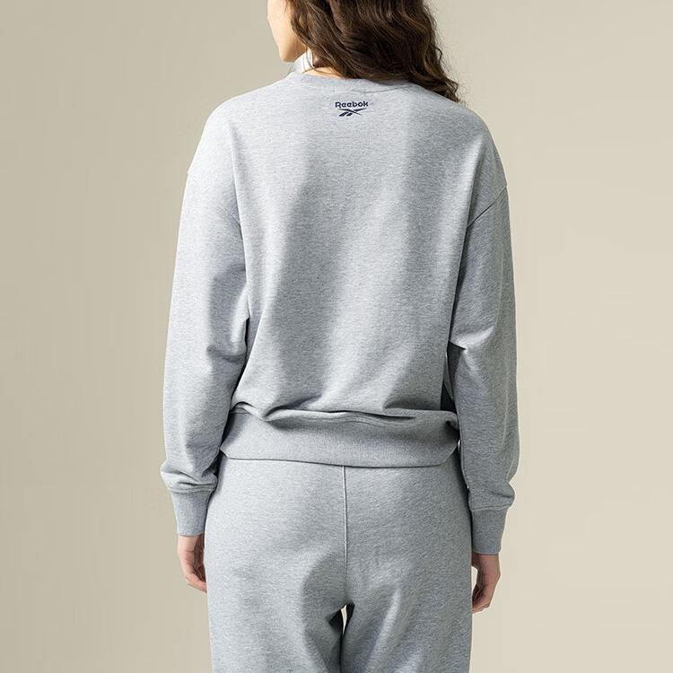 Reebok Round Neck Pullover Letter Print Breathable Long Sleeve Sweatshirt Women sweatshirt Light-Gray 24FRM306WGG3