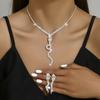 Rhinestone Snake Drop Necklace Stud Earrings Statement Jewelery Accessories