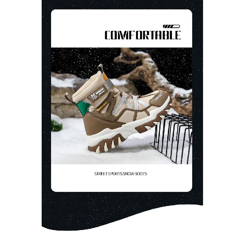 Winter Fashion High-top Sneakers for Children Warm Plush Snow Boots Child Waterproof Sneakers Boys Non-Slip Outdoor Boots 30-39