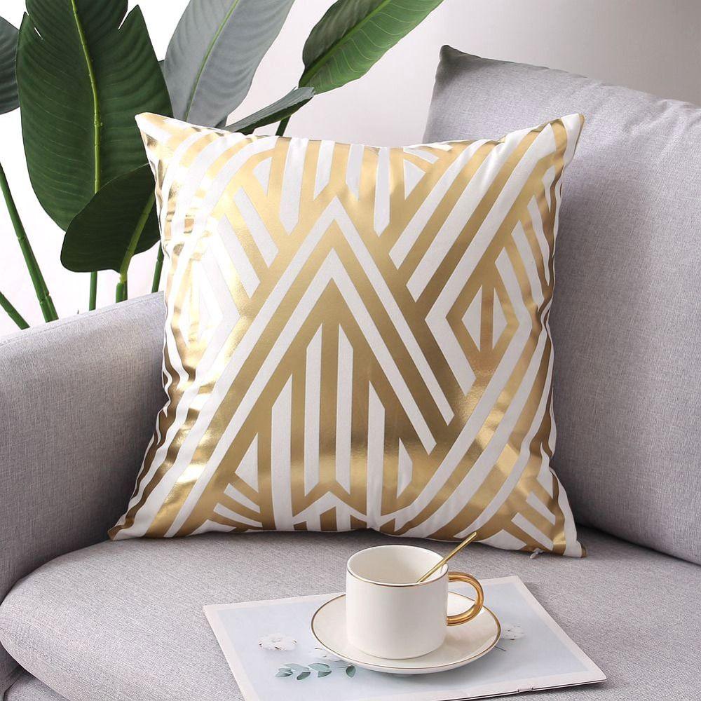 

Golden Geometric Cushion Cover 45x45CM Pillowcase Comfortable Pillow Cover Home 6