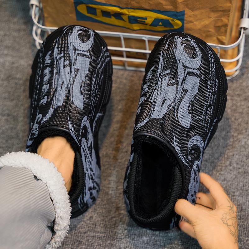 Modische Winterhausschuhe für Herren Warme Plüsch EVA Weichsohlige Plateau-Pantoletten Hausschuhe Indoor Netz-Hausschuhe Outdoor Laufschuhe Sandalen