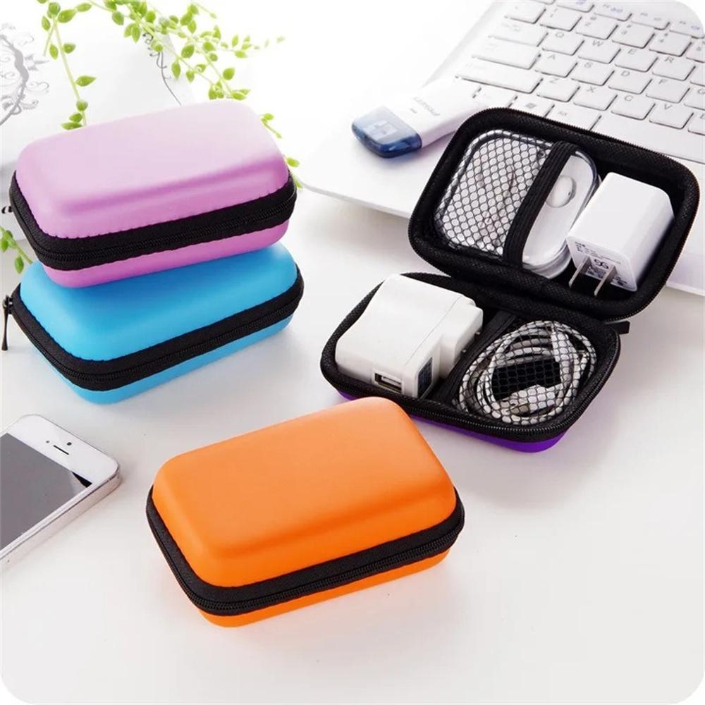 Portable Travel Zipper Storage Bag for Earphone Headphone Charging Cable Organizer EVA Protective Case Electronics Sundries