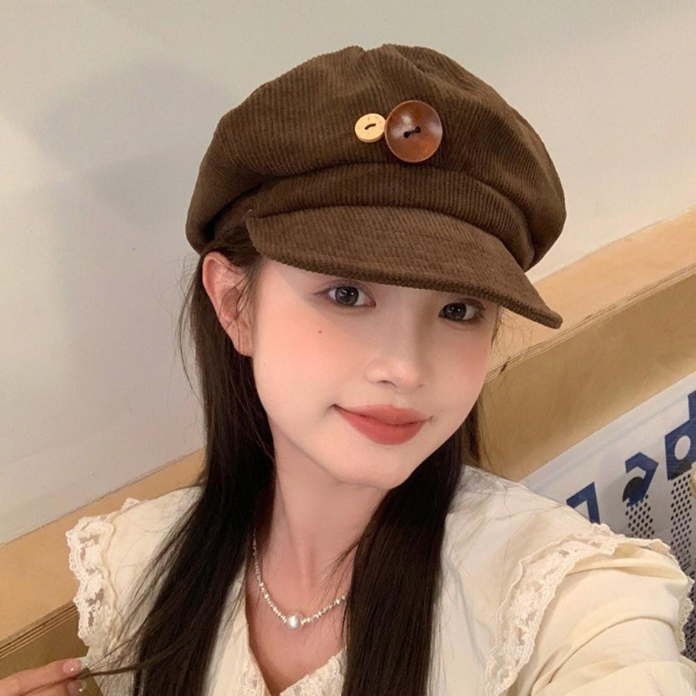 Y2k Double Button Berets Hat Japanese Painter Hat Retro Octagonal Hat  Sweet