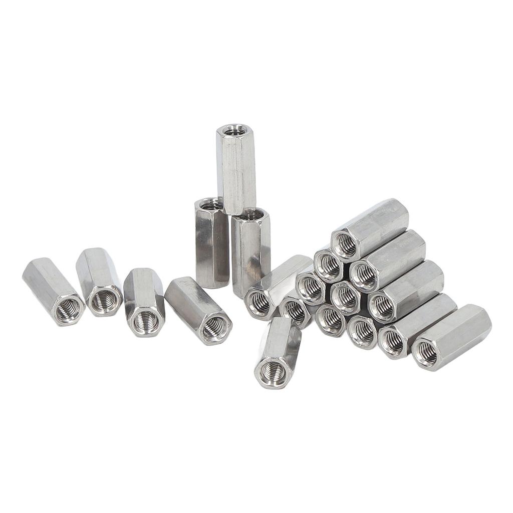 20Pcs Hex Coupling Nut 304 Stainless Steel Rust Proof Female Thread M5 Connector Nut Silver